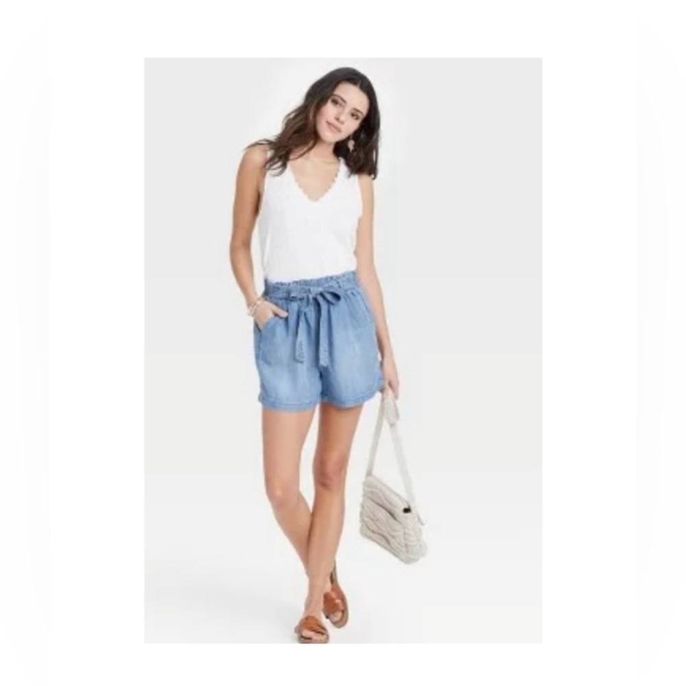Knox Rose Blue Paperbag Shorts Small